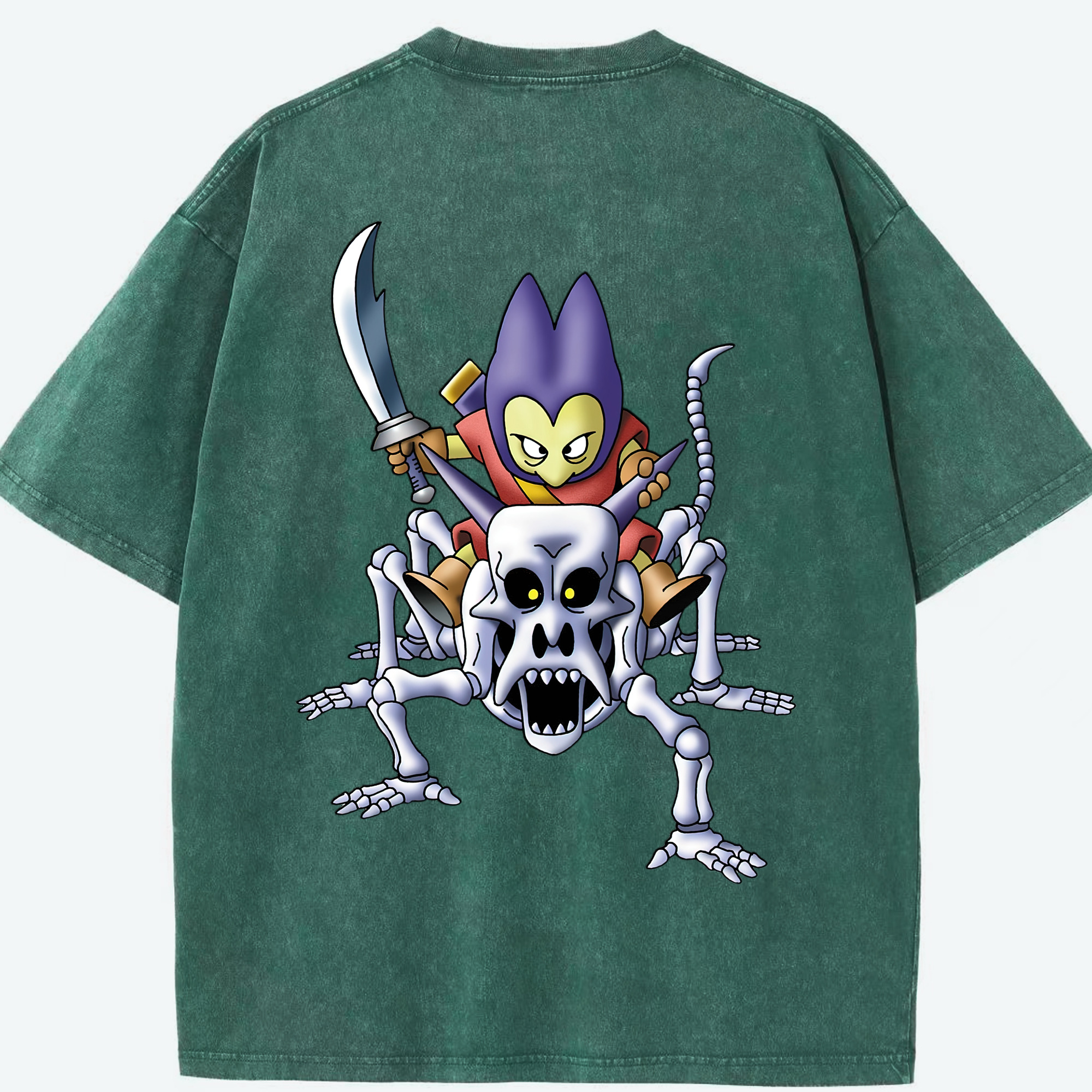 （画像用） ドラゴンクエスト Doragon Kuesuto Dragon Quest 綿100% ヴィンテージ風 半袖Tシャツ（背面プリント）